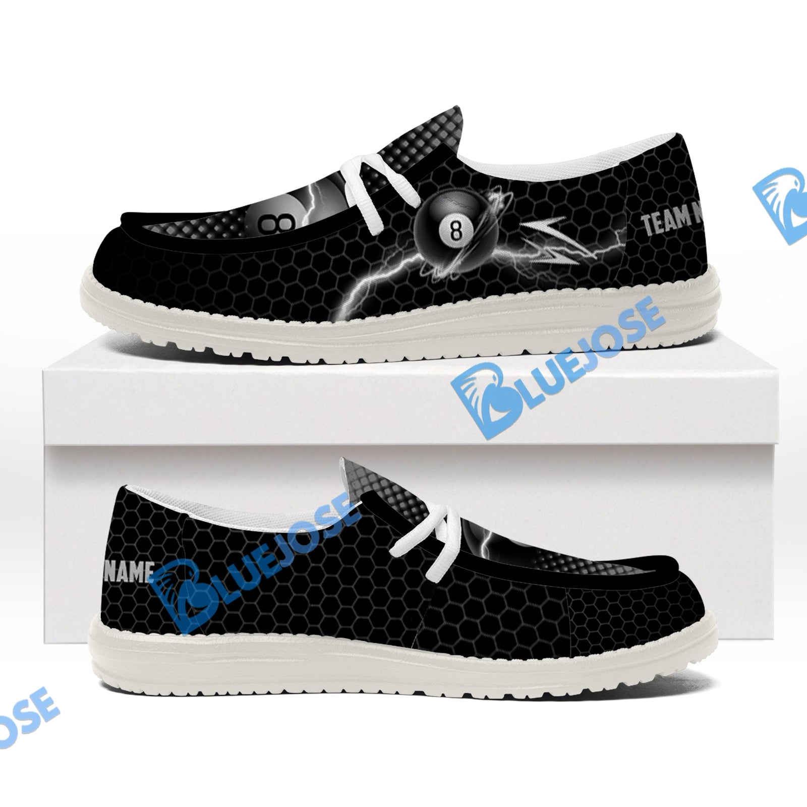 BlueJose Gray Billiards White Canvas Loafer Shoes