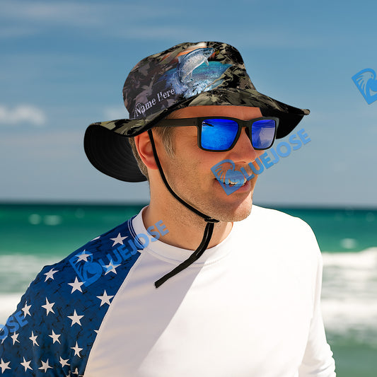 BlueJose Atlantic Salmon Camouflage Custom Name Bucket Hat