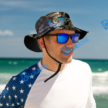 BlueJose Pike Camouflage Custom Name Bucket Hat