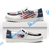BlueJose Billiards Ball 8 US Flag Champion Pattern White Canvas Loafer Shoes