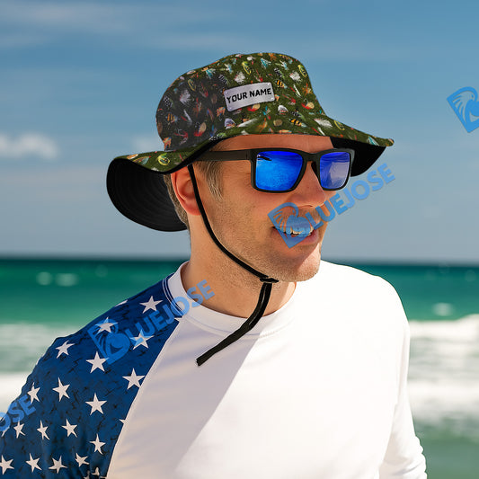 BlueJose Fly Fishing Lure Pattern Custom Name Bucket Hat
