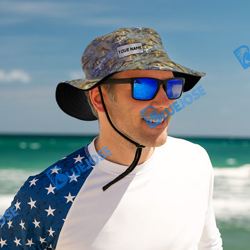 BlueJose Walleye Fish Pattern Custom Name Bucket Hat