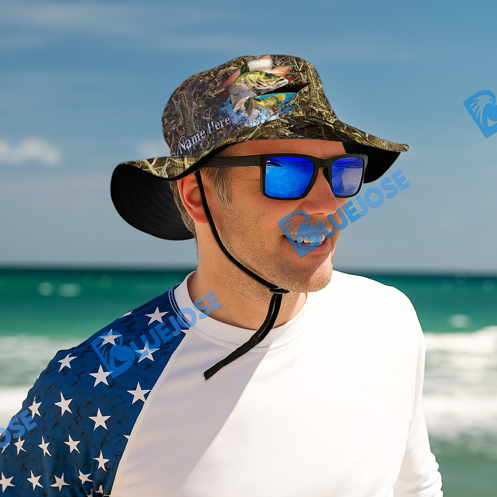 BlueJose Walleye Camouflage Custom Name Bucket Hat