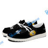 BlueJose Billiards Ball 9 Fire Black US Flag White Canvas Loafer Shoes