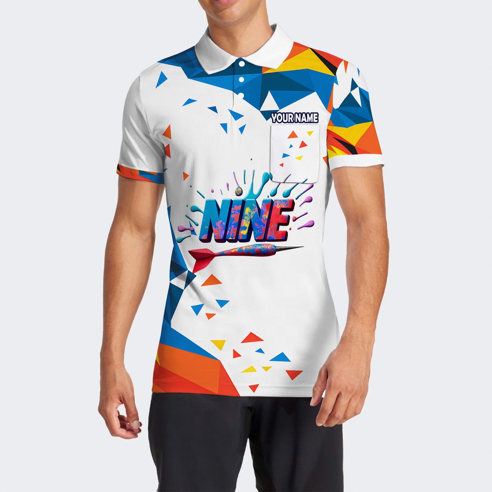 BlueJose Design Multicolor Nine Darts Personalized Name, Team Name Unisex Shirt