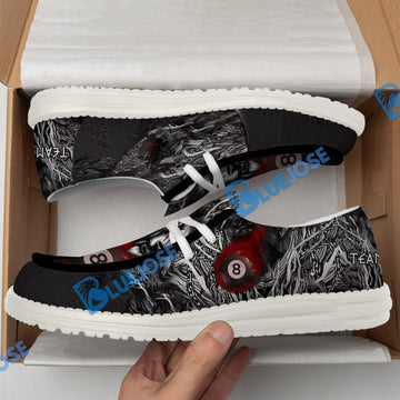 BlueJose Billiards 8 Chain Scar Wolf White Canvas Loafer Shoes (4 Colors)