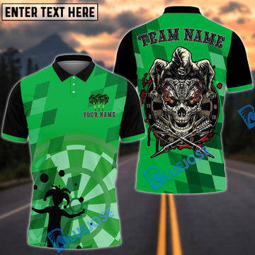 BlueJose Darts Skull Joker Personalized Name, Team Name Shirt (4 Colors)