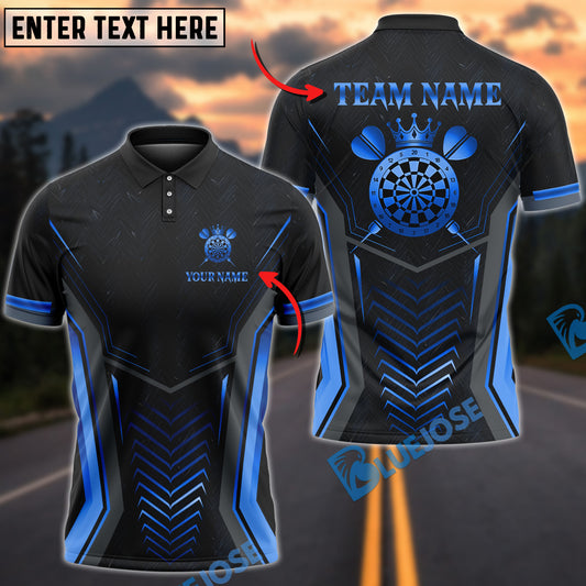 BlueJose Darts Royal Dartboard Gold Crown Design Customized Name, Team Name 3D Shirt (4 Colors)