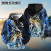 Bluejose Bass Fishing Blue Fire Splash Custom Name & Team Name 3D Shirts