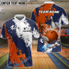 BlueJose Bowling And Pins Flame Grunge Paint Customized Name 3D Shirt (4 Colors)