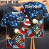 BlueJose Darts Patriotic Eagle American Flag Personalized Name Shirt