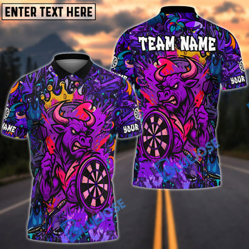 BlueJose Darts Angry Bull Graffiti Crown Customized Name, Team Name 3D Shirt (4 Colors)