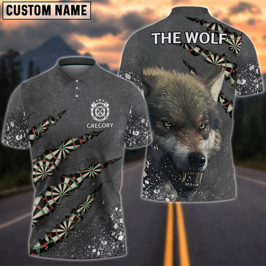 BlueJose Darts Wolf Scratch Personalized Name Shirt
