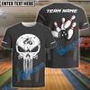 BlueJose Bowling Punisher Skull Cracked Pin Design Personalized Name, Team Name 3D Shirt