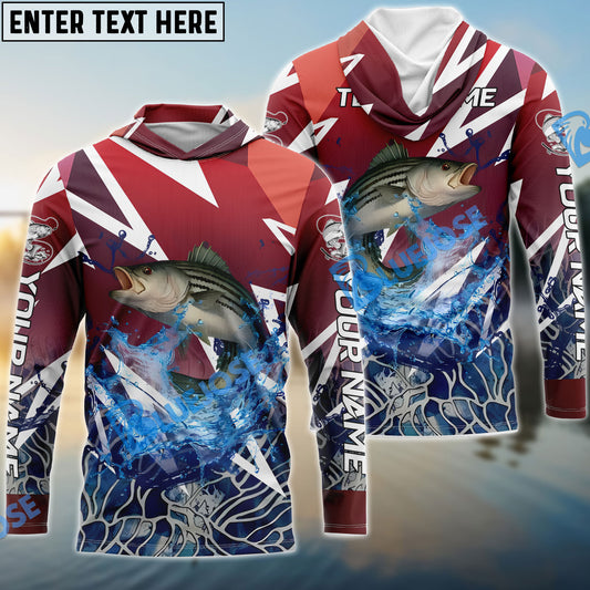 Bluejose Striped Bass Fishing Red Fury Pattern Custom Name & Team Name 3D Shirts