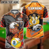 BlueJose Billiards Ball 9 Eagle Claw Firestorm American Flag  Personalized Name Shirt (4 Colors)