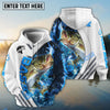 Bluejose Bass Fishing White Blue Lava Sport Custom Name & Team Name 3D Shirts