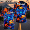 BlueJose Bowling & Pins Gorilla King Neon Graffiti Customized Name, Team Name 3D Shirt (4 Colors)