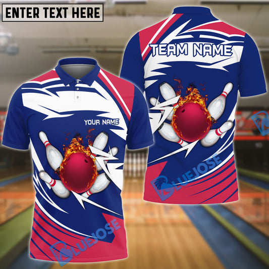 BlueJose The Colorful Wave and Bowling Personalized Name, Team Name 3D Shirt (2 Colors)