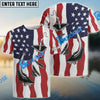 Bluejose Us Fishing Fish Hook American Flag   Custom Long Sleeves Shirts  Patriotic