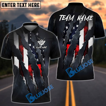 BlueJose Billiards Ball 8 American Flag Claw Ripped Patriotic Style Customized Name, Team Name 3D Shirt