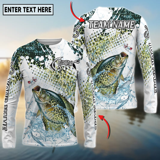 Bluejose Crappie Fishing Skin Clean Sport Style Custom Name & Team Name 3D Shirts
