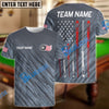 BlueJose Billiards Ball 8 American Flag and Pool Cues Customized Name, Team Name 3D Shirt