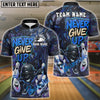 BlueJose Bowling And Pins Graffiti Never Give Up Dab Customized Name, Team Name 3D Shirt (4 Colors)