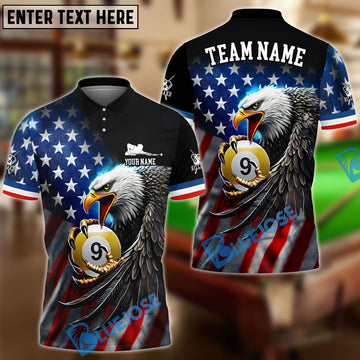 BlueJose Billiards Ball 9 Eagle Flag Of US Pattern Personalized Name, Team Name Unisex Shirt