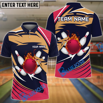 BlueJose The Colorful Wave and Bowling Personalized Name, Team Name 3D Shirt (2 Colors)