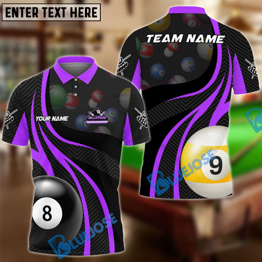 BlueJose Billiards Ball 8 Ball 9 Classic Style Personalized Name Shirt (4 Colors)