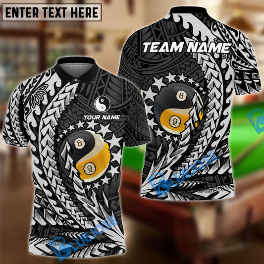 BlueJose Billiards Ball 8 & 9 Yinyang Maori Stars Personalized Name, Team Name Unisex Shirt (4 Colors)