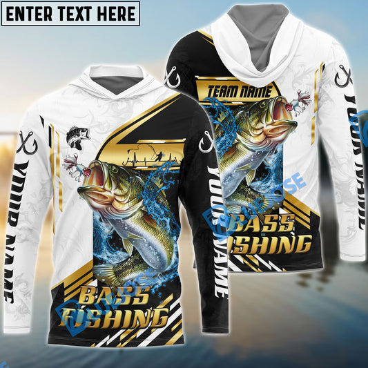 Bluejose Bass Fishing Hook Graphic & Jumping Fish Art Custom Name & Team Name 3D Shirts