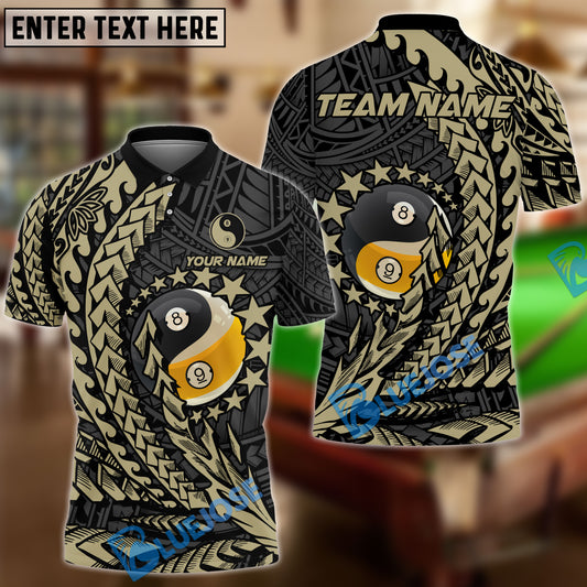BlueJose Billiards Ball 8 & 9 Yinyang Maori Stars Personalized Name, Team Name Unisex Shirt (4 Colors)