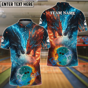 BlueJose Bowling Water Dragon & Fire Dragon Customized Name, Team Name 3D Shirt