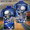 BlueJose Bowling And Pins Skull Lightning Multicolor Customized Name 3D Shirt (4 Colors)