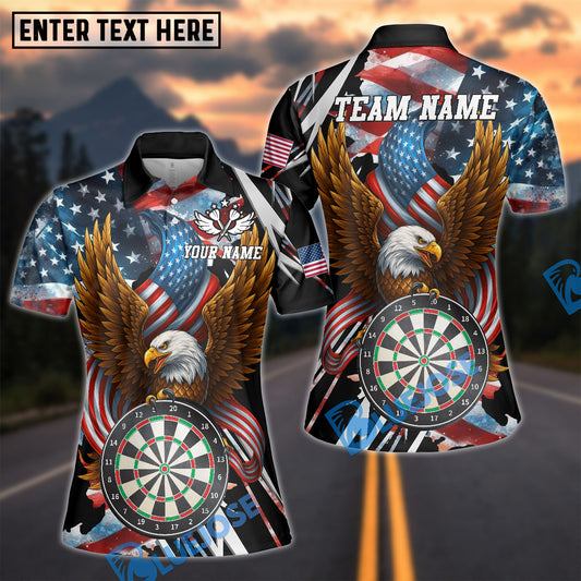 BlueJose Darts American Eagle Patriotic USA Flag Dartboard Champion Design Personalized Name Shirt