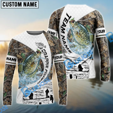 Bluejose Crappie Fishing Camo Forest Scene Custom Name & Team Name 3D Shirts