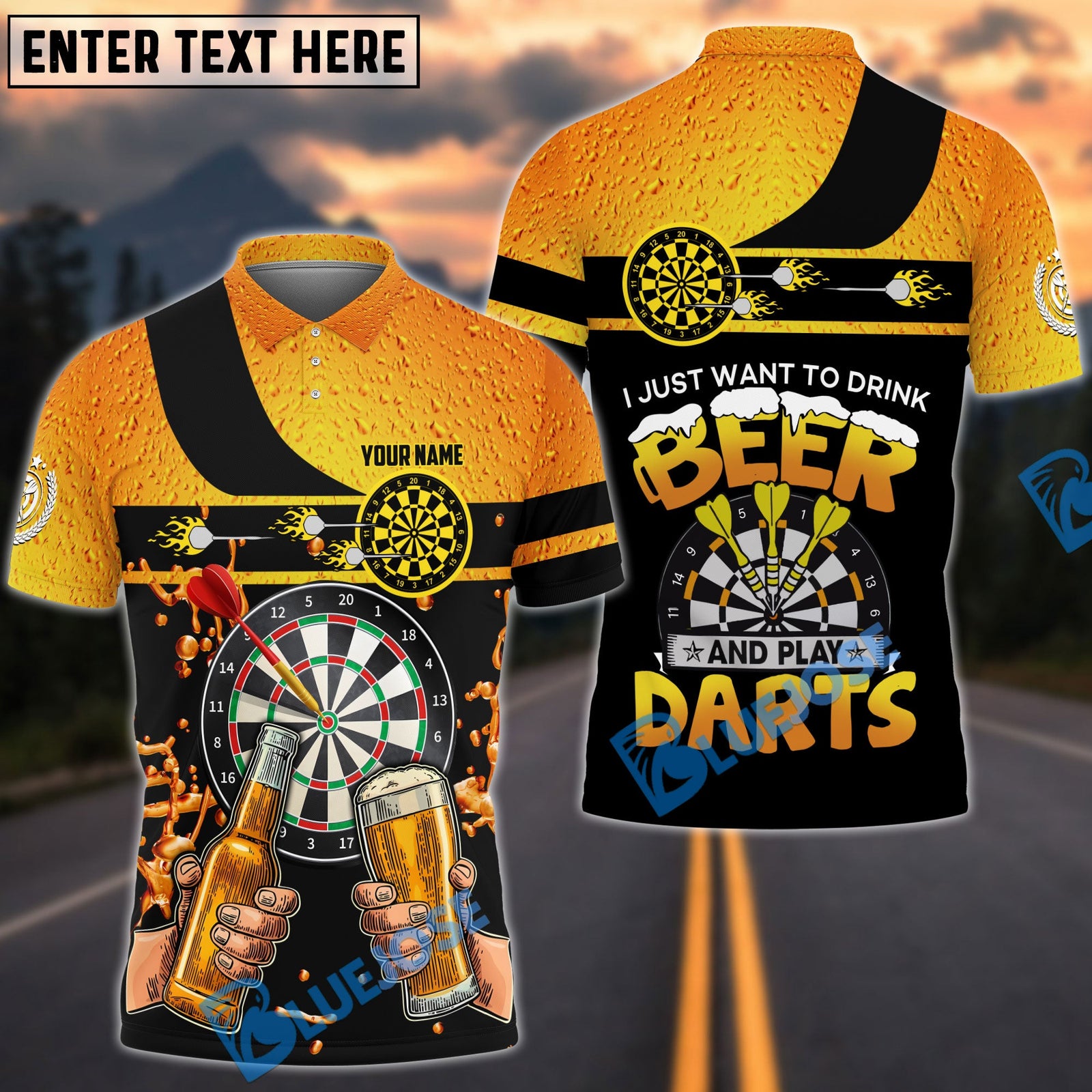 BlueJose Drink Beer And Play Darts Personalized Name Shirt
