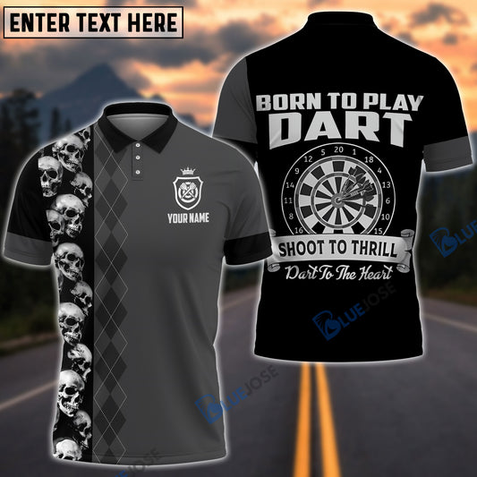 BlueJose Born to Play Dart Shoot to Thrill Personalized Name 3D Shirt