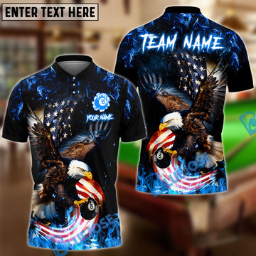 BlueJose Billiard 8 Ball Eagle Fire Flame Personalized Name, Team Name Unisex Shirt ( 4 Colors )