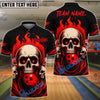 BlueJose Bowling And Pins Flame Skull Team Design 2 Customized Name, Team Name 3D Shirt (4 Colors)