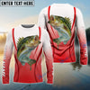 Bluejose Largemouth Bass Fishing Red Camo Bass Jersey Customize Name Bass Fishing Tournament Long Sleeve