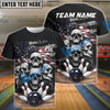 BlueJose Bowling Skull Us Flag Patriot League Customized Name, Team Name 3D Shirt