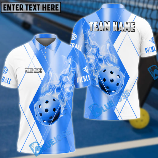 BlueJose Pickleball Fire Smoke Personalized Name, Team Name Unisex Shirt (4 Colors)