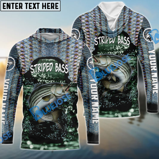 BlueJose Striped Bass Fishing Moss Custom Long Sleeve Performance Fishing Long Sleeves