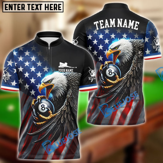 BlueJose Billiards Ball 8 Eagle Flag Of US Pattern Personalized Name, Team Name Unisex Shirt