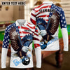 BlueJose Billiards 8 Ball Eagle US Flag Retro Personalized Name, Team Name Unisex Shirt