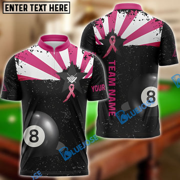 BlueJose Billiards Breast Cancer Awareness Pink Ribbon Customized Name 3D Shirts