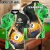 BlueJose Billiards Ball 9 Fiery Golden Flame Personalized Name, Team Name Unisex Shirt (4 Colors)